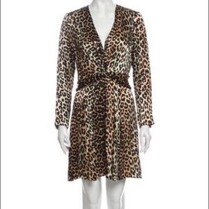 Ganni Animal Print V-Neck Midi Dress size 8